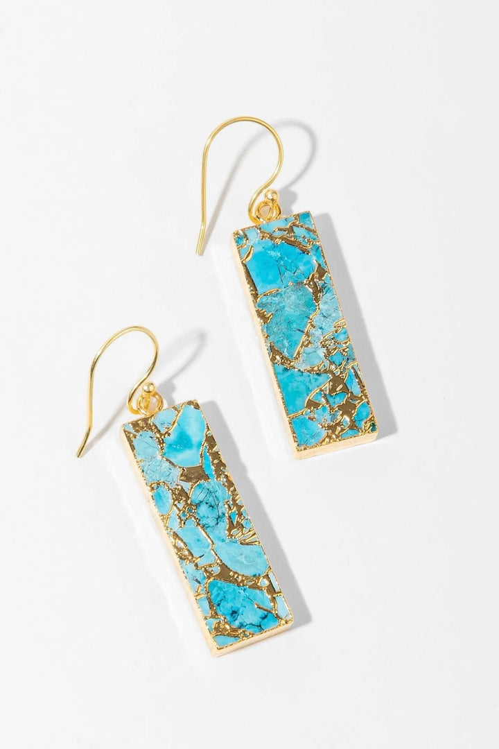 Mojave Rectangle Gemstone Earrings Turquoise