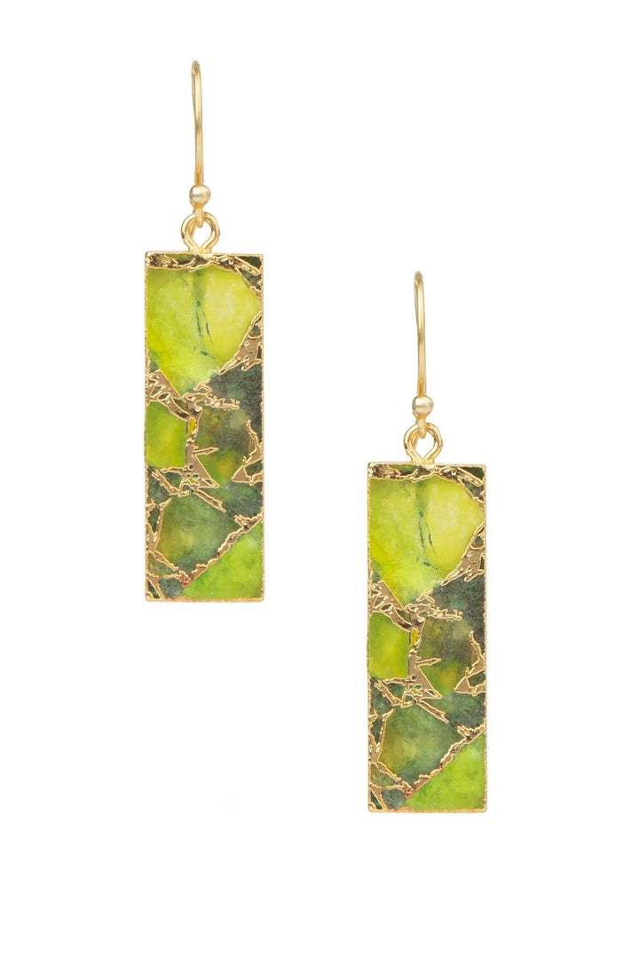 Mojave Rectangle Gemstone Earrings Lawn Green