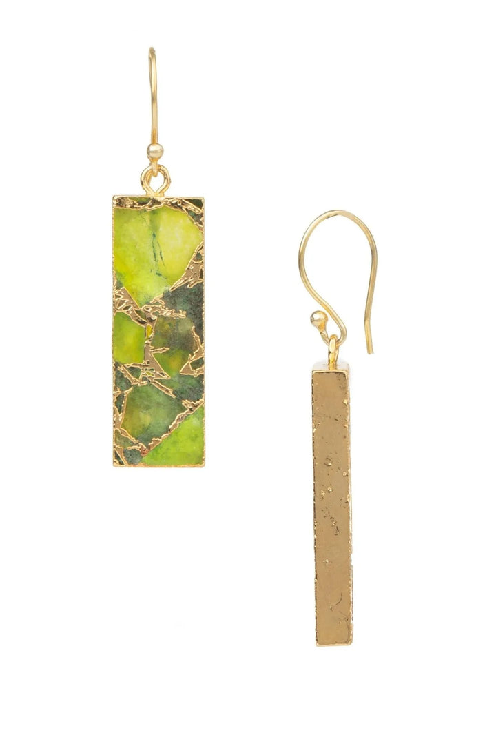 Mojave Rectangle Gemstone Earrings Lawn Green