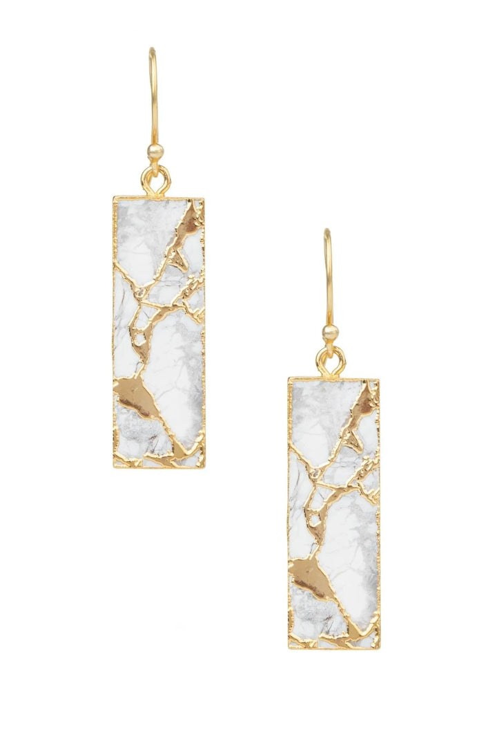 Mojave Rectangle Gemstone Earrings White