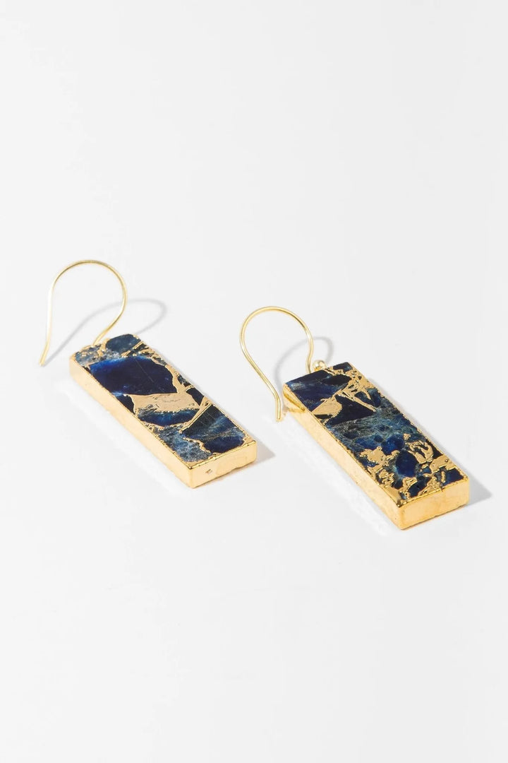 Mojave Rectangle Gemstone Earrings Navy