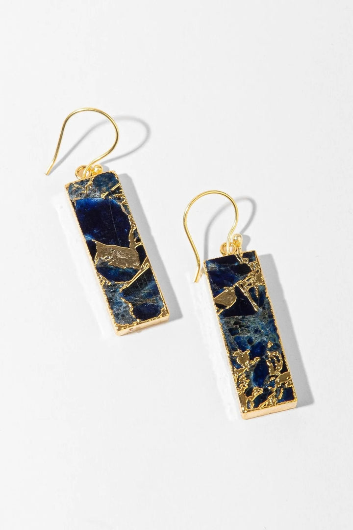 Mojave Rectangle Gemstone Earrings Navy