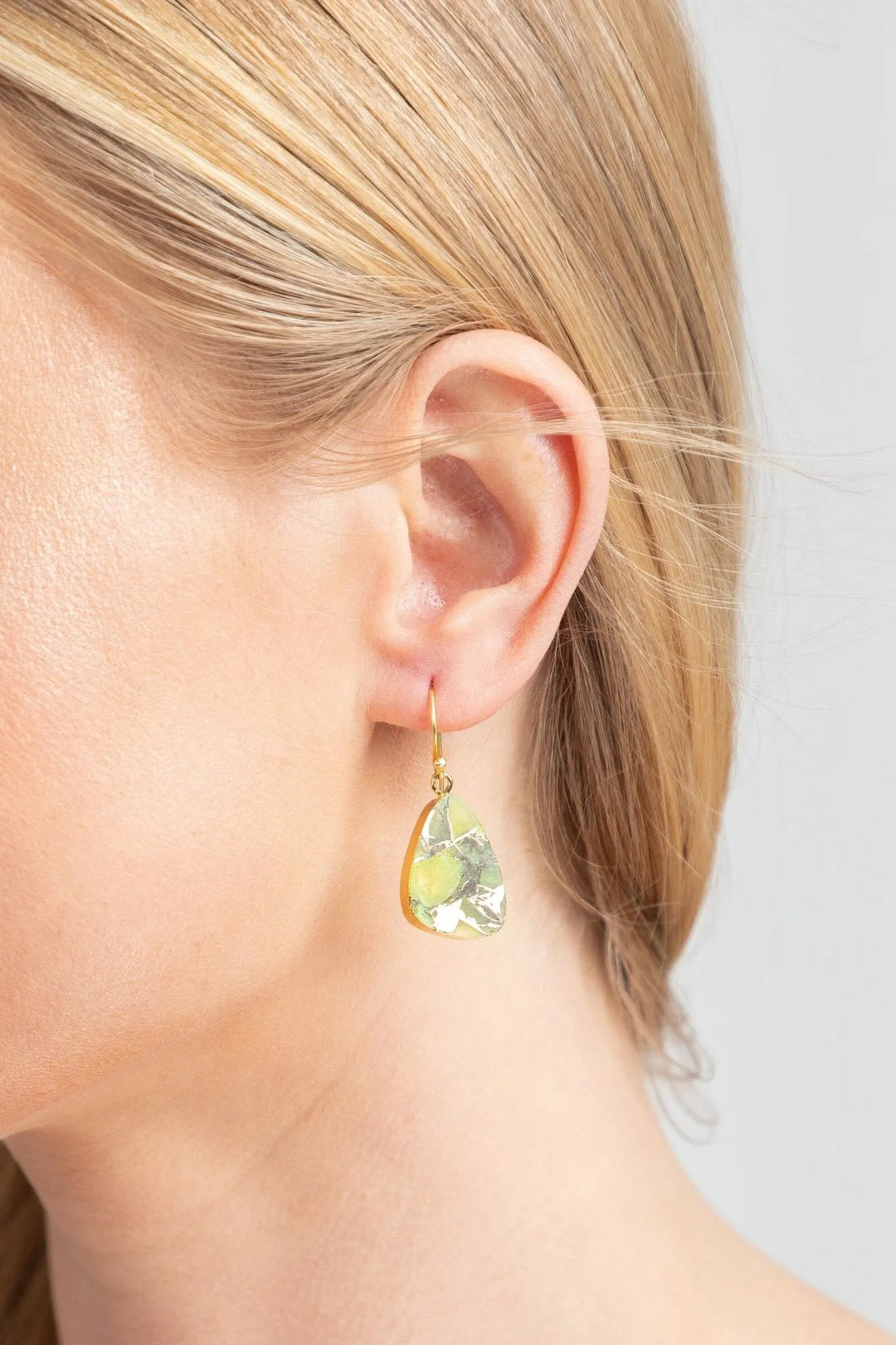 Mojave Triangle Mixed Gemstone Earring Green Yellow