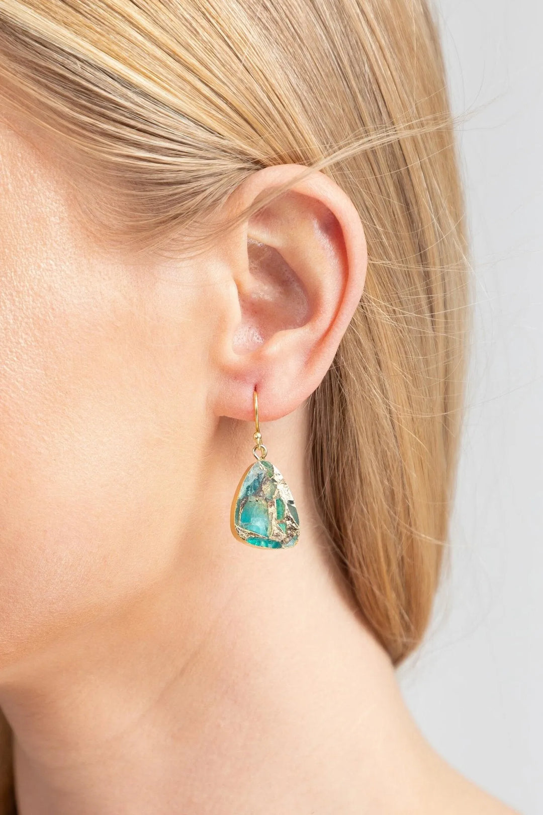 Mojave Triangle Mixed Gemstone Earring Aqua