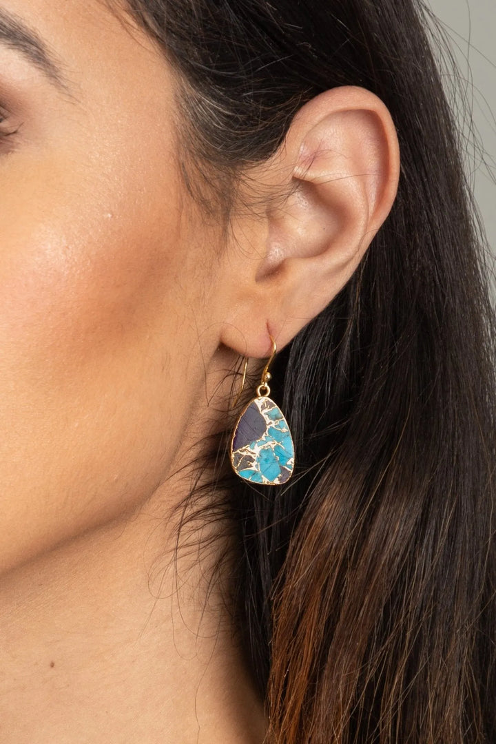 Mojave Triangle Mixed Gemstone Earring Blue