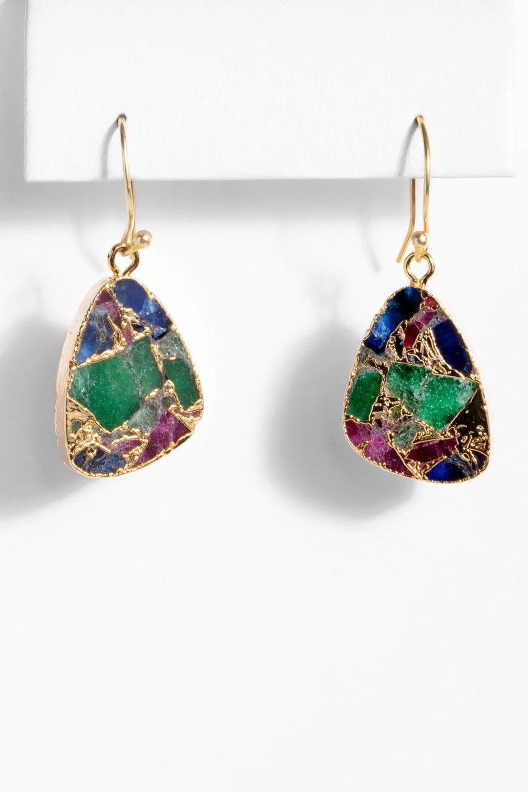 Mojave Triangle Mixed Gemstone Earring Forest Green