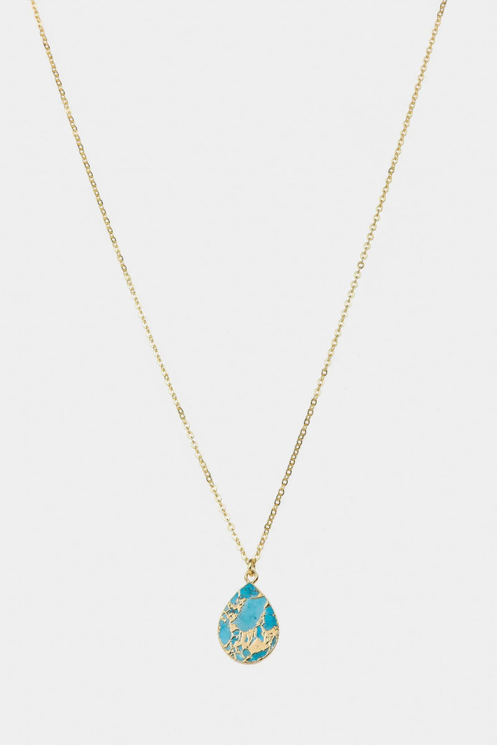 Mojave Pear Shape Mixed Gemstone Pendant Necklace Turquoise