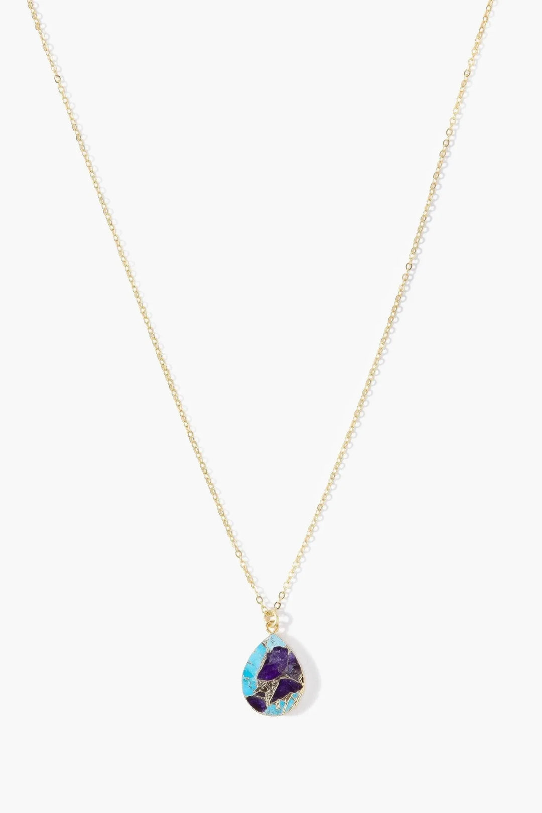 Mojave Pear Shape Mixed Gemstone Pendant Necklace Blue