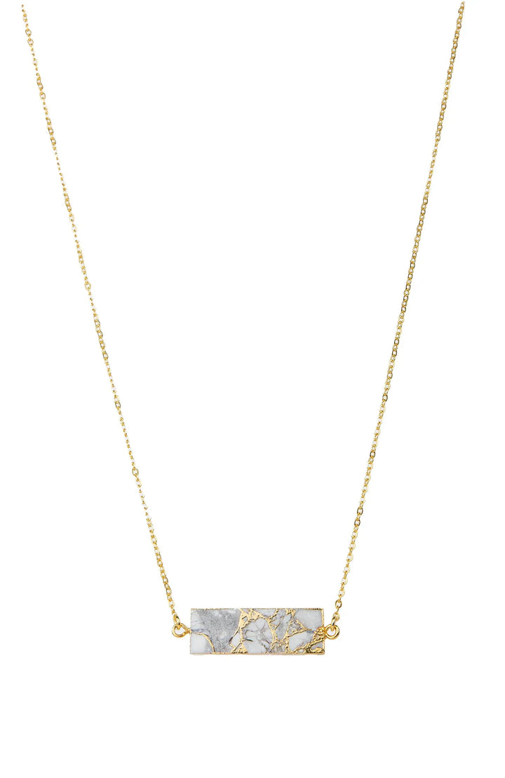 Mojave Rectangle Gemstone Necklace White