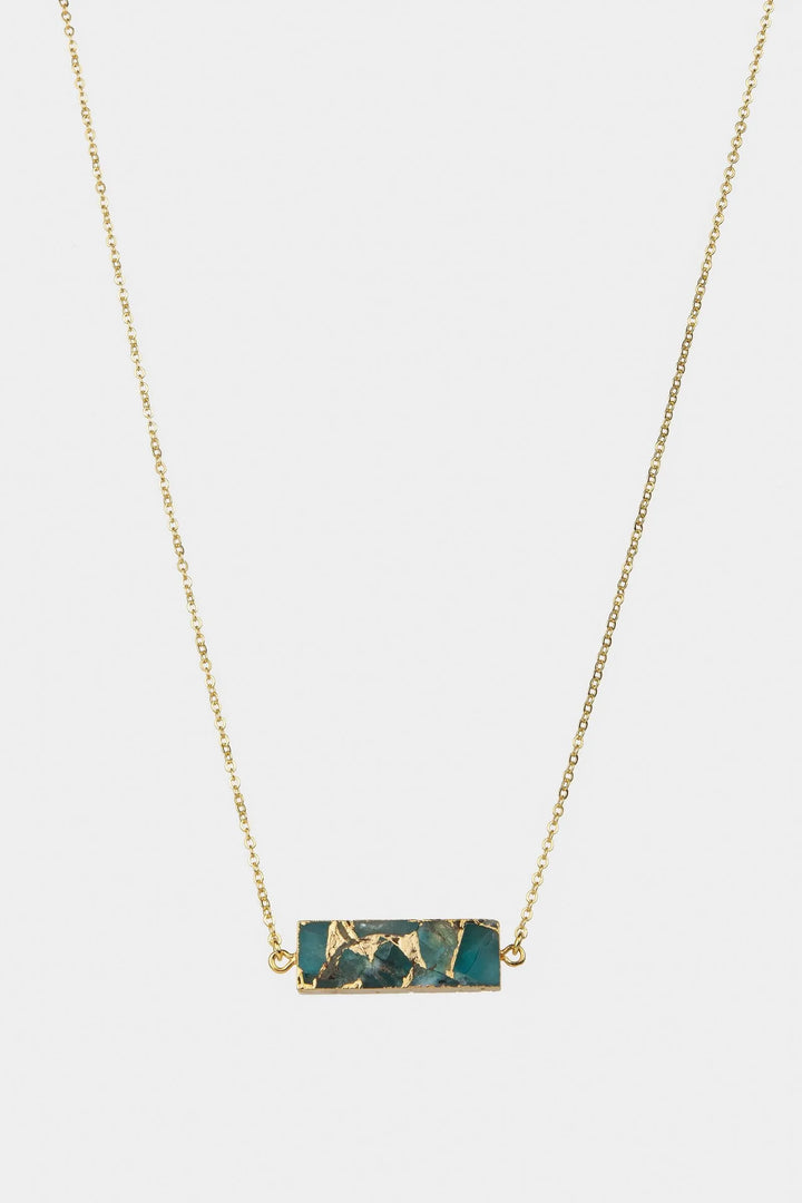 Mojave Rectangle Gemstone Necklace Dark Cyan