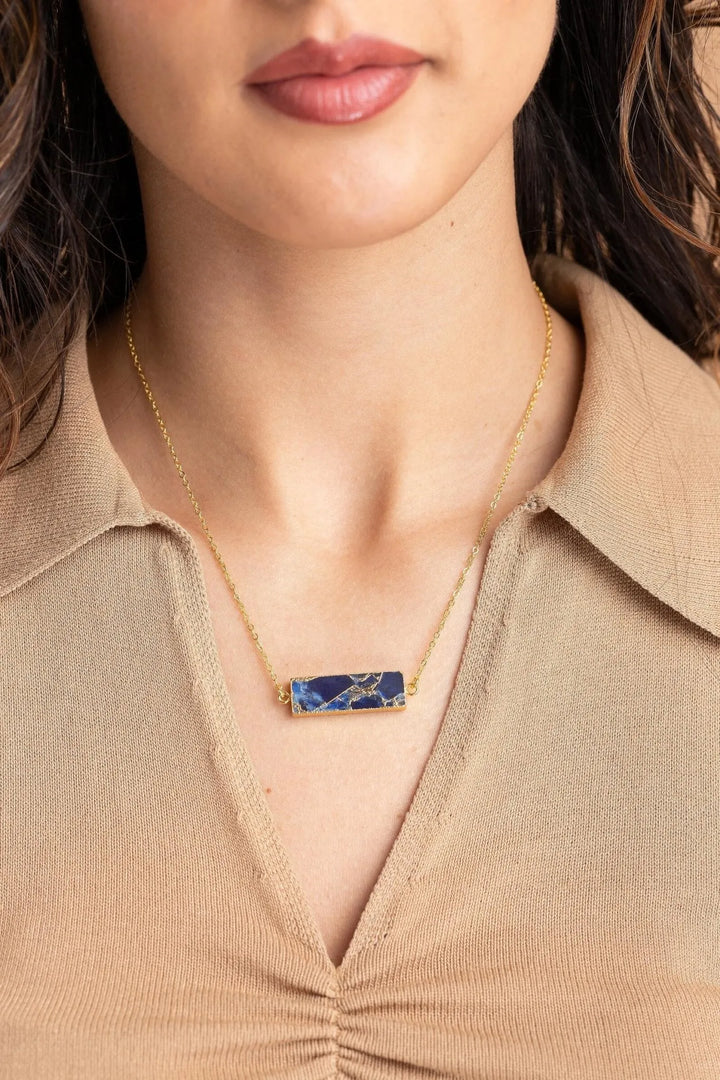 Mojave Rectangle Gemstone Necklace Navy