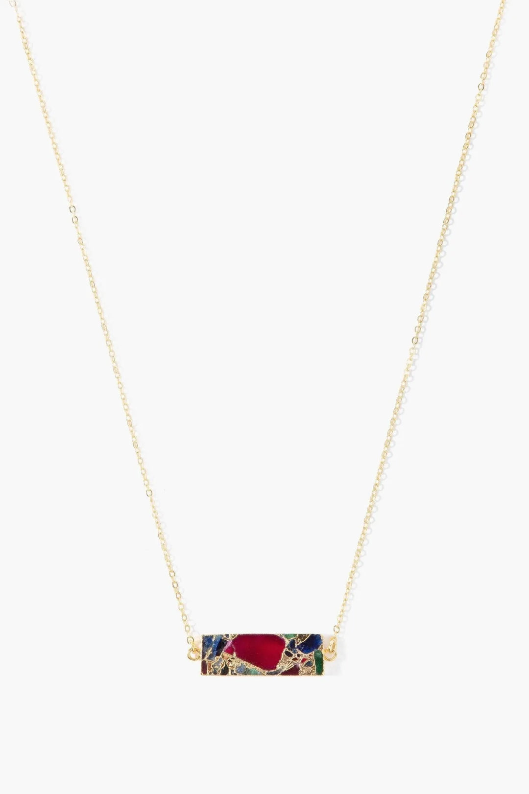 Mojave Rectangle Gemstone Necklace Crimson
