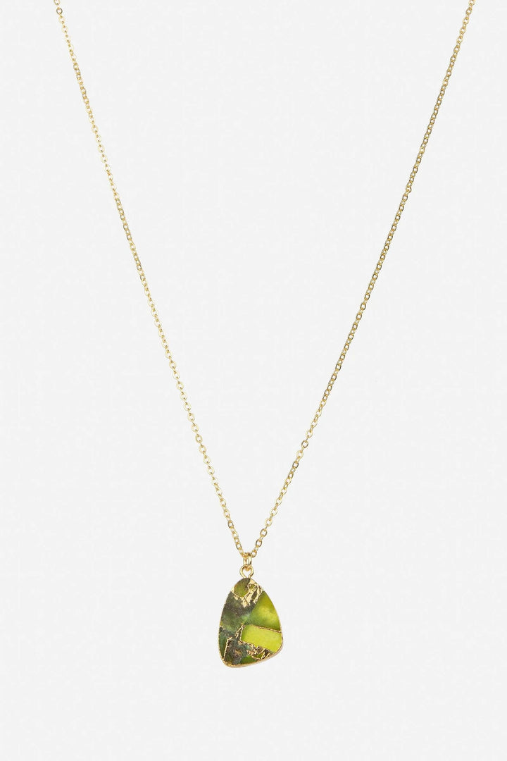 Mojave Triangle Mixed Gemstone Necklace Green Yellow