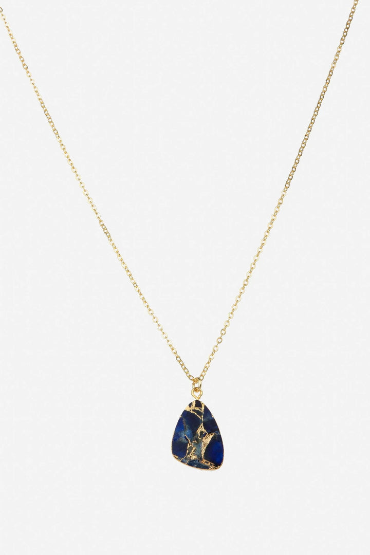 Mojave Triangle Mixed Gemstone Necklace Dark Blue