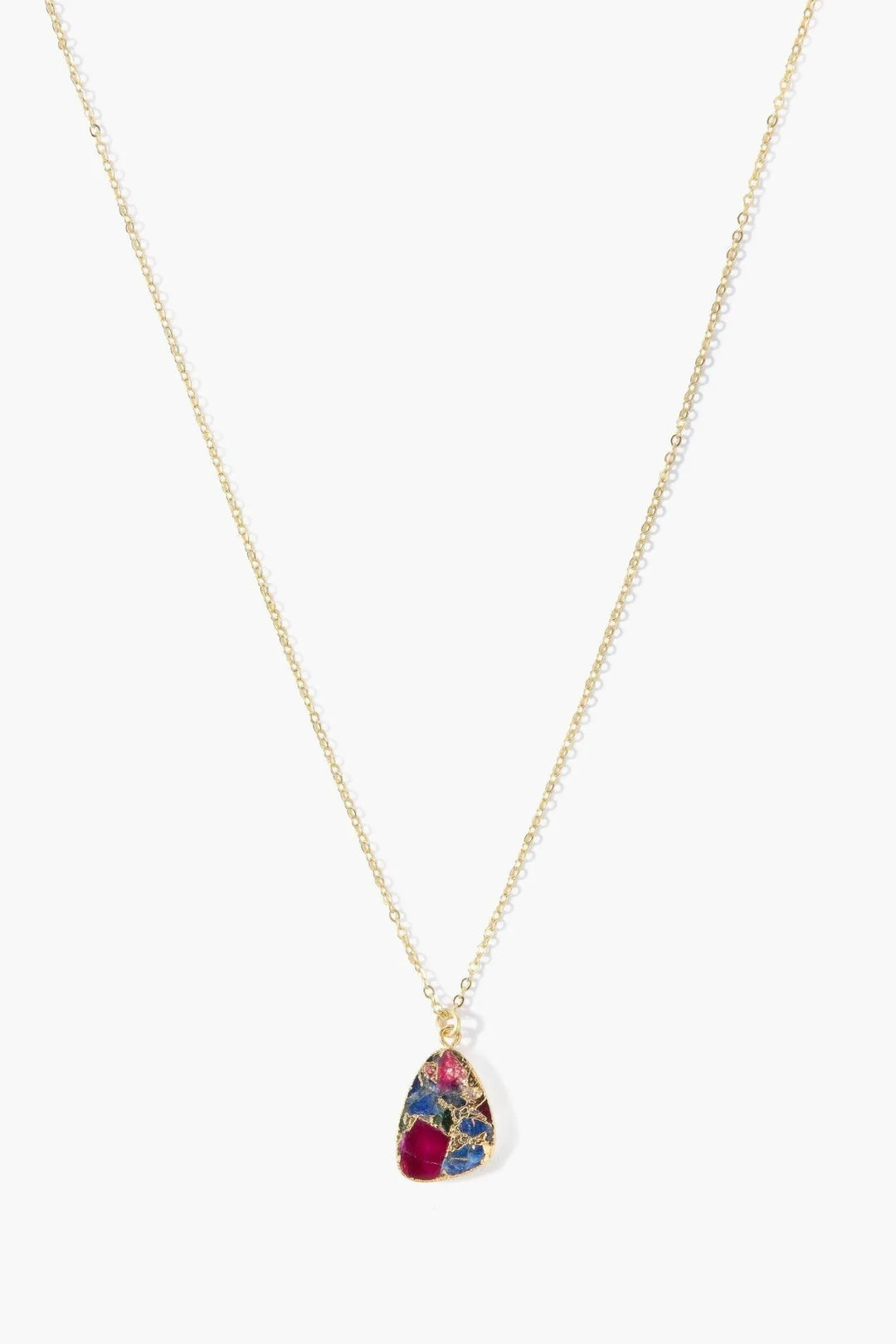 Mojave Triangle Mixed Gemstone Necklace Crimson