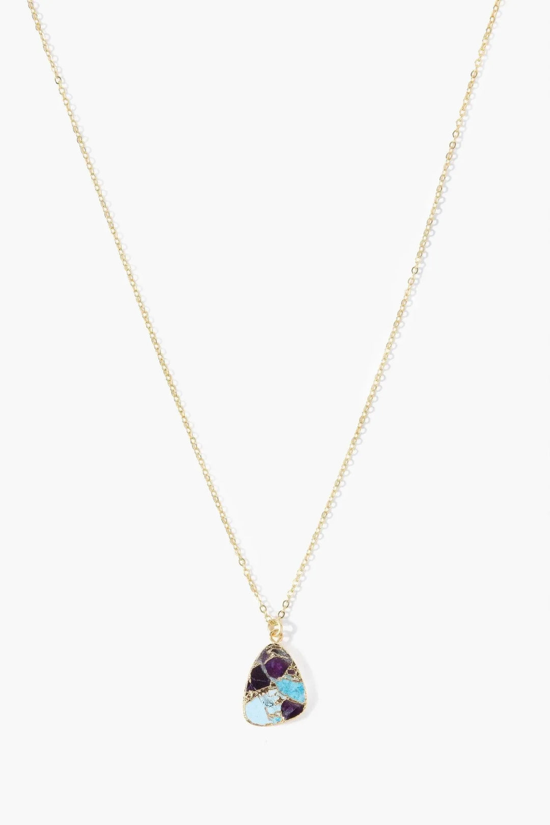 Mojave Triangle Mixed Gemstone Necklace Blue