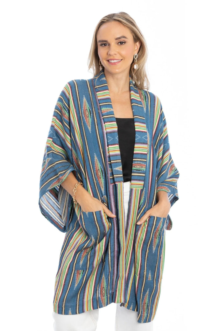 Margarita Ikat Striped Jacket Steel Blue