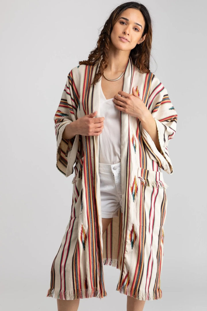 Margarita Ikat Striped Jacket Ivory