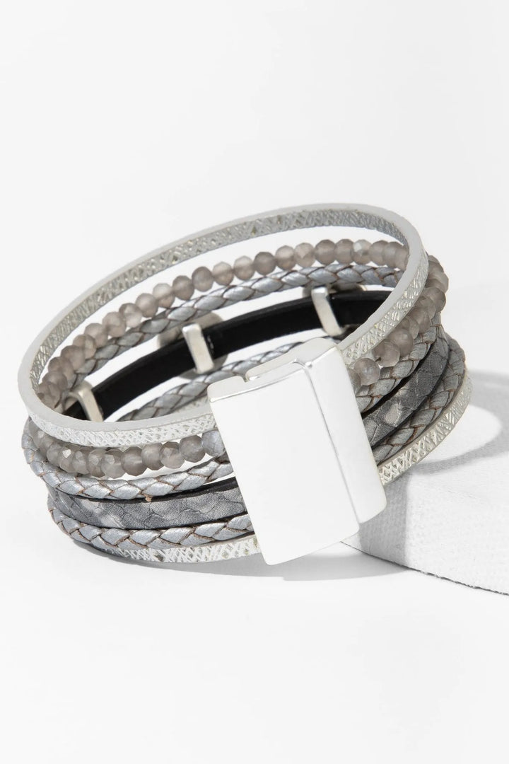 WestMoon Multi Strand Leather Bracelet Gray