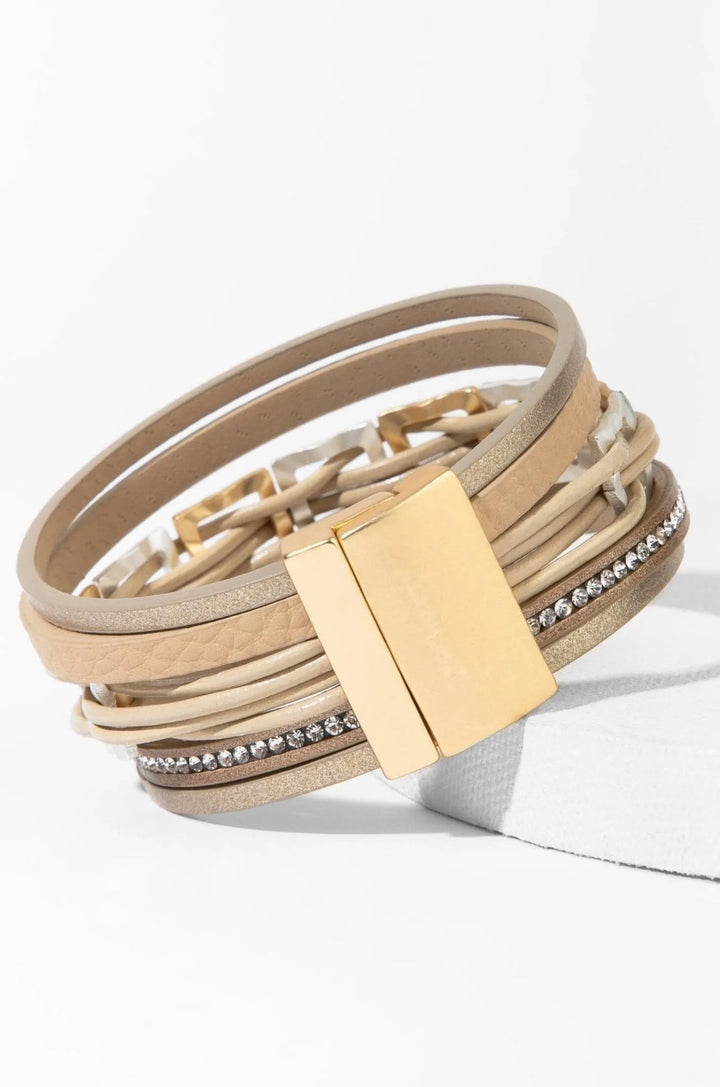 Rialto Accent Leather Bracelet Antique White