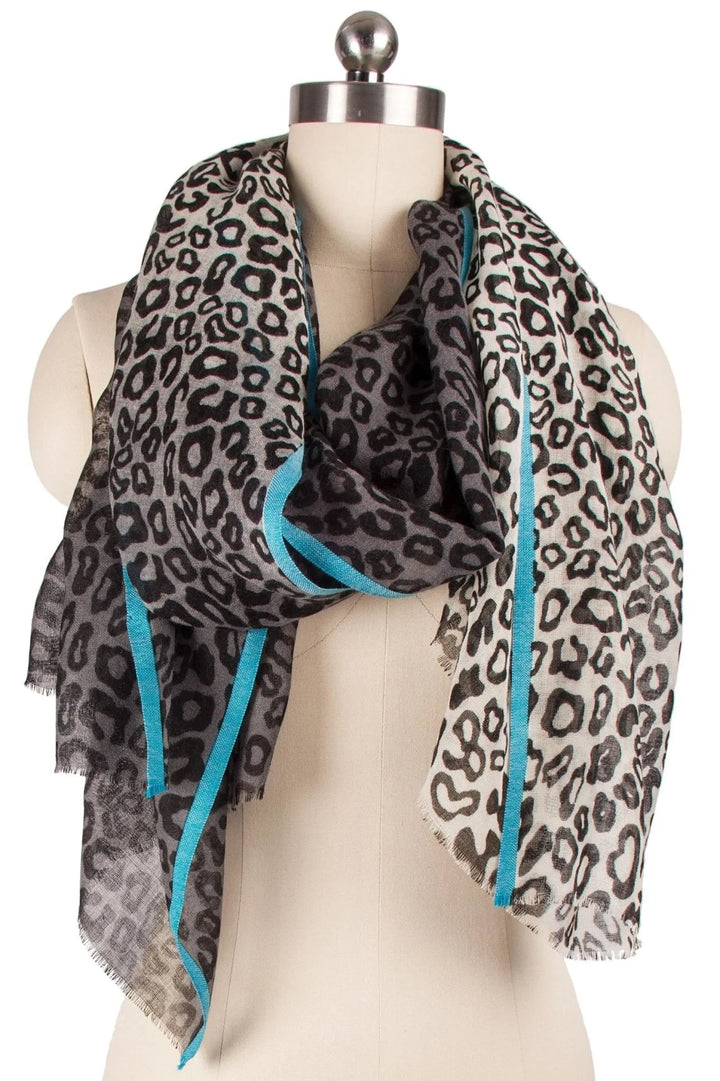 Leopard Border Scarf Black