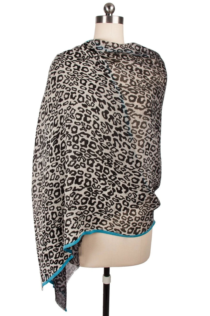 Leopard Border Scarf Black