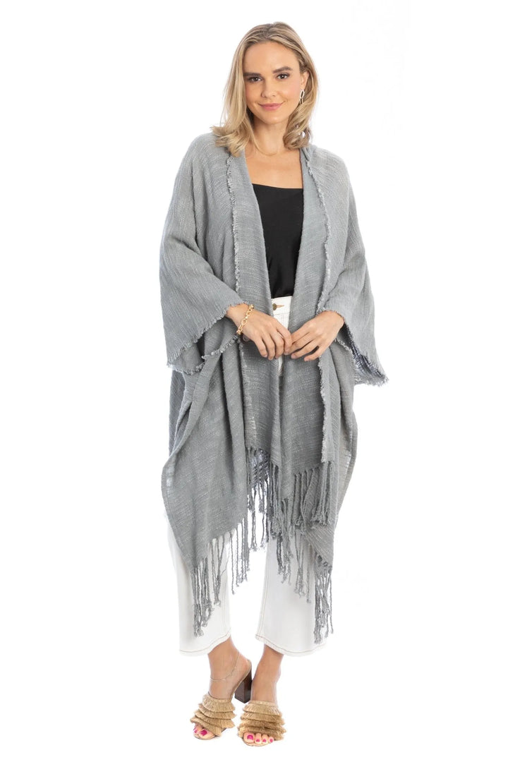 Dawn To Dusk Cotton Hooded Kimono - SAACHI - Gray - Kimono