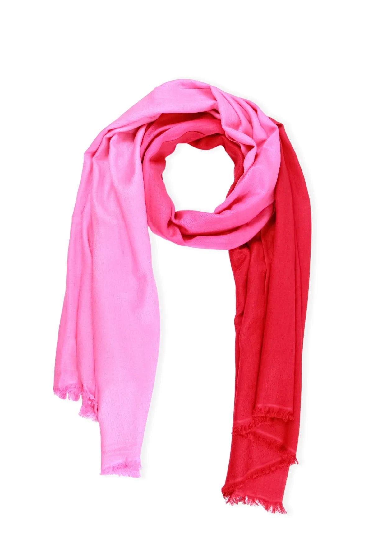 Pink and Orange Ombre Silk Cashmere Scarf