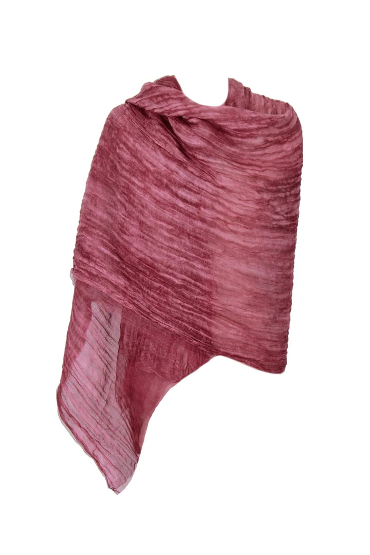 Diaphanous Textured Wrap Silk Scarf Hot Pink