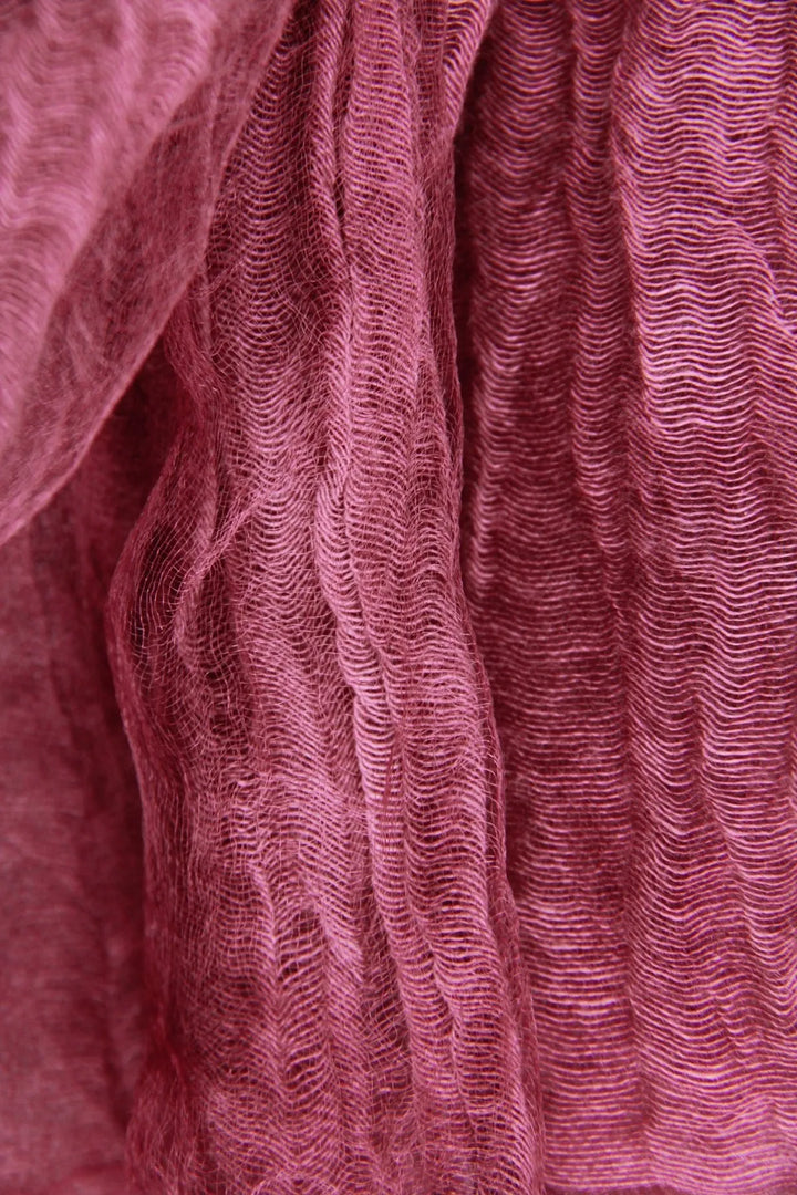 Diaphanous Textured Wrap Silk Scarf Hot Pink