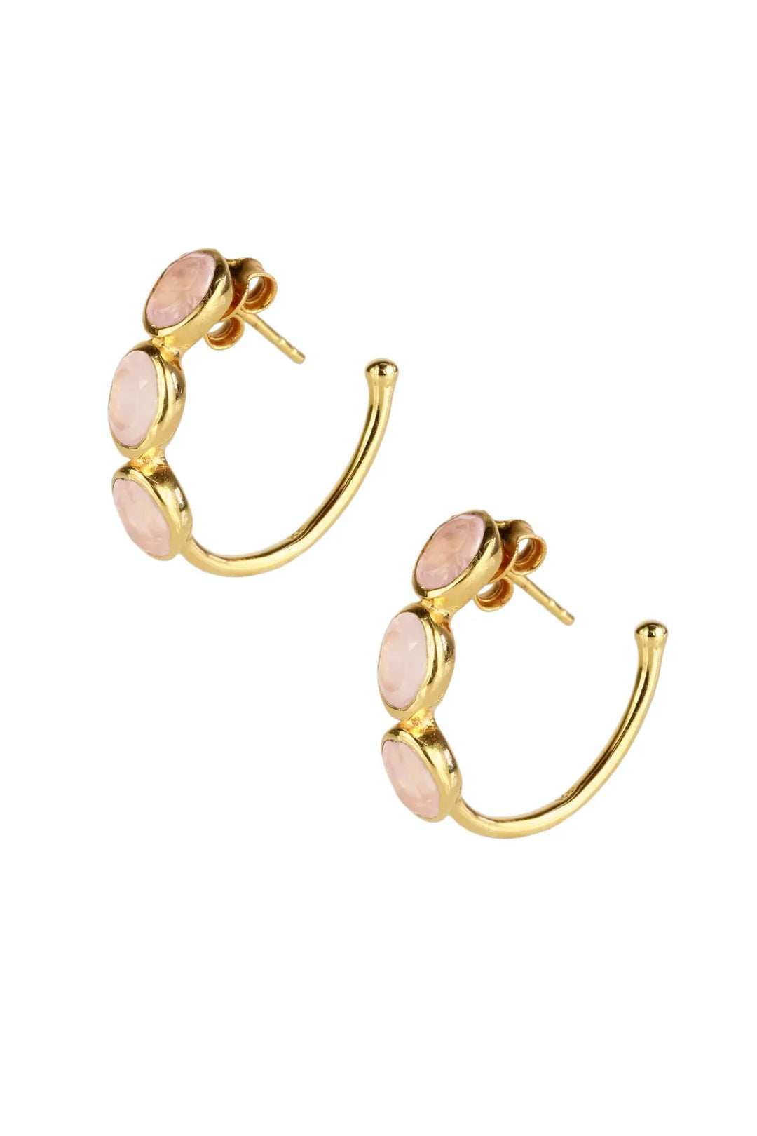 Triple Rose Quartz Hoop Earring Light Salmon