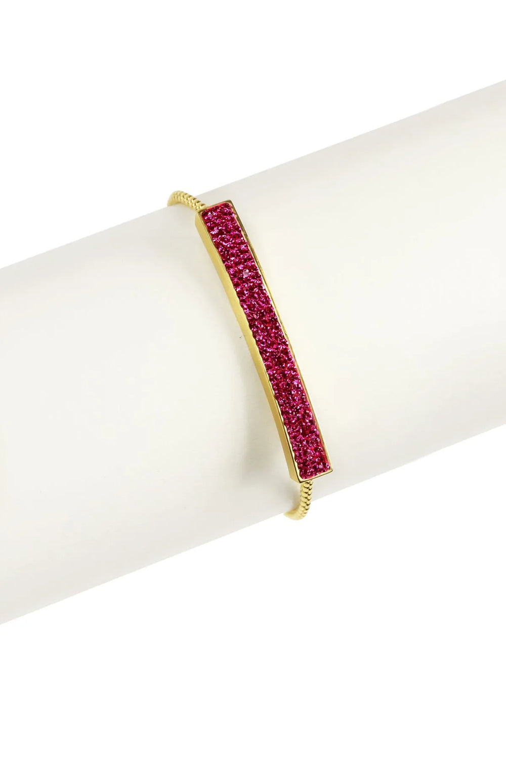 Dainty Crystal Bar Bracelet Deep Pink