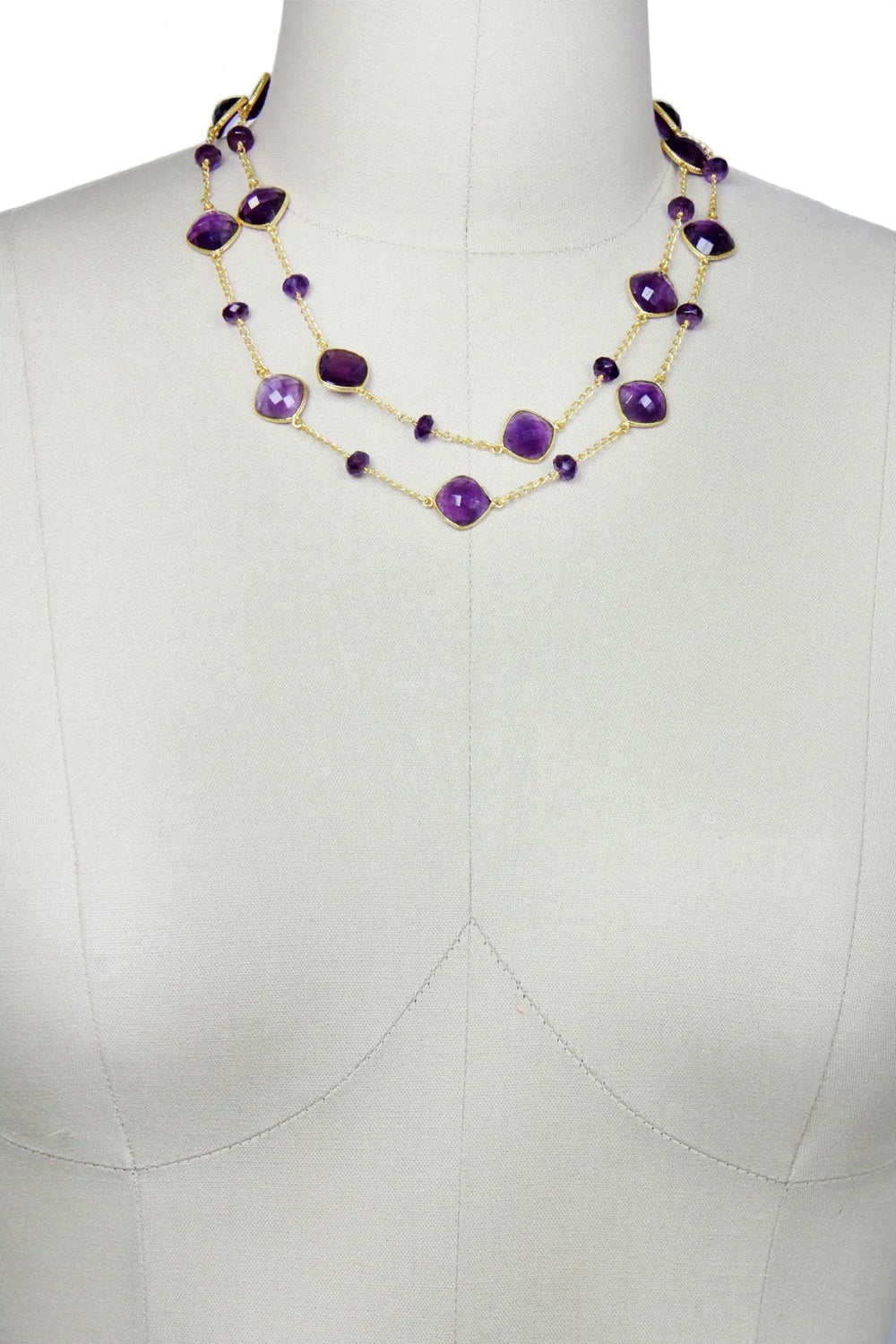 Gemstone Long Necklace Medium Purple