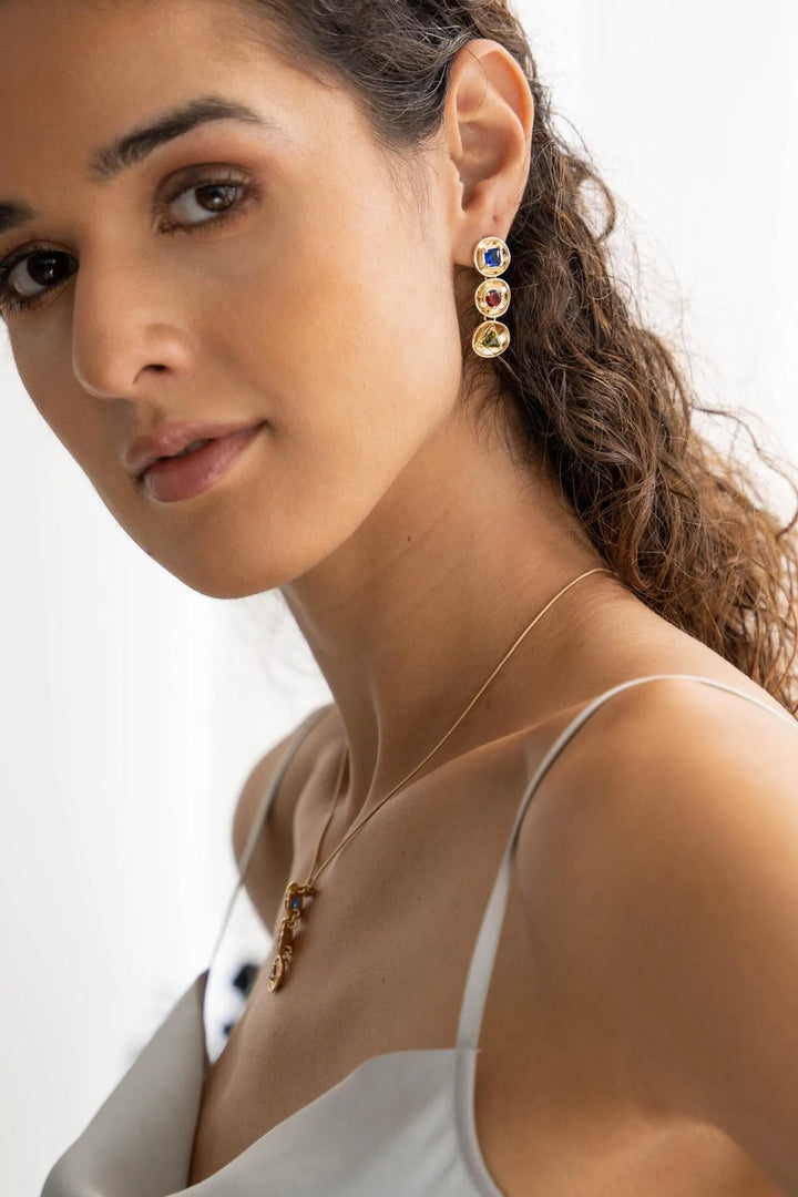 Divine Multi Dangle Earrings Gold