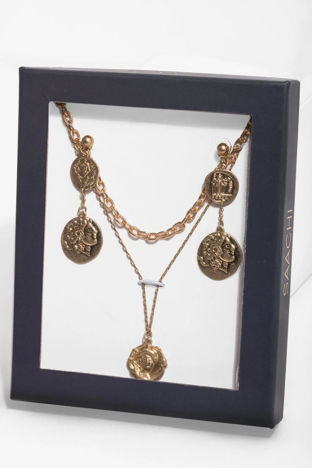 Coin Necklace and Earring Gift Set Gold