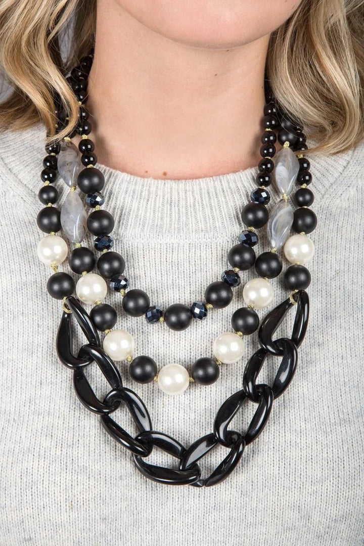 Betty Layered beaded Chain Necklace Black