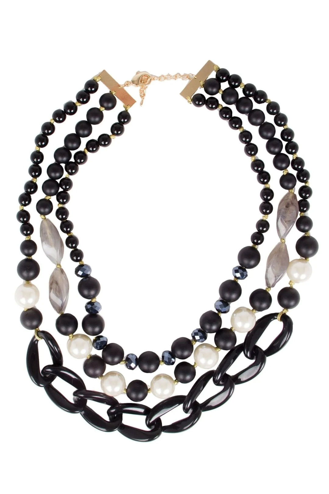 Betty Layered beaded Chain Necklace Black