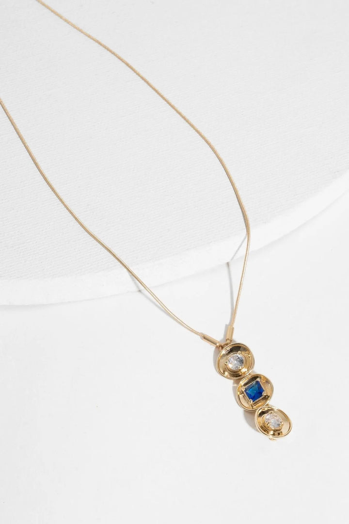Divine Three Charm Pendant Necklace Blue