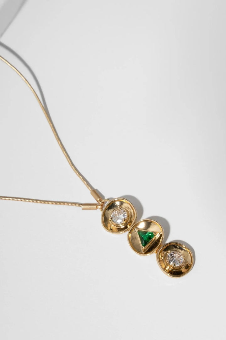 Divine Three Charm Pendant Necklace Green