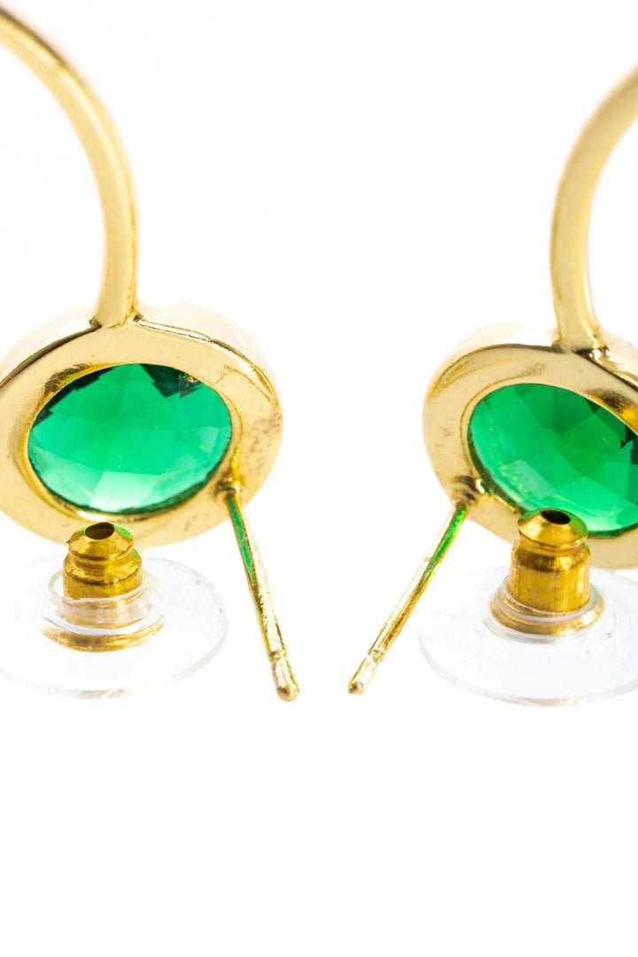 Gemstone Adorned Hoop Earrings Lime Green