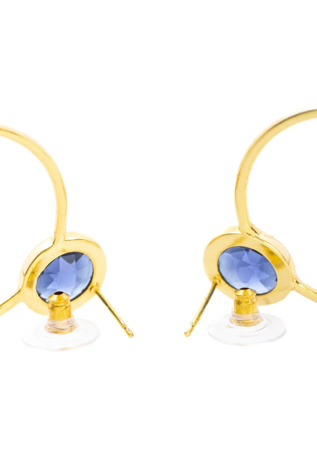 Gemstone Adorned Hoop Earrings Corn Flower Blue