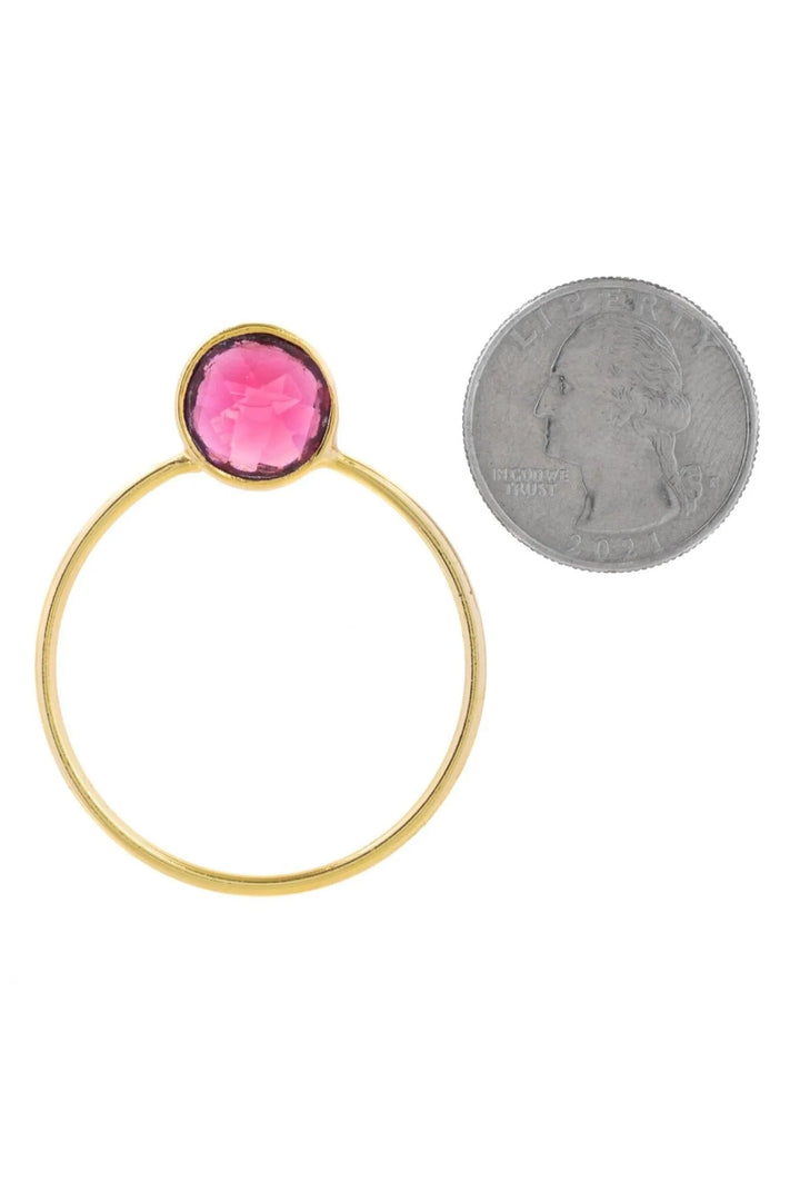 Gemstone Adorned Hoop Earrings Hot Pink