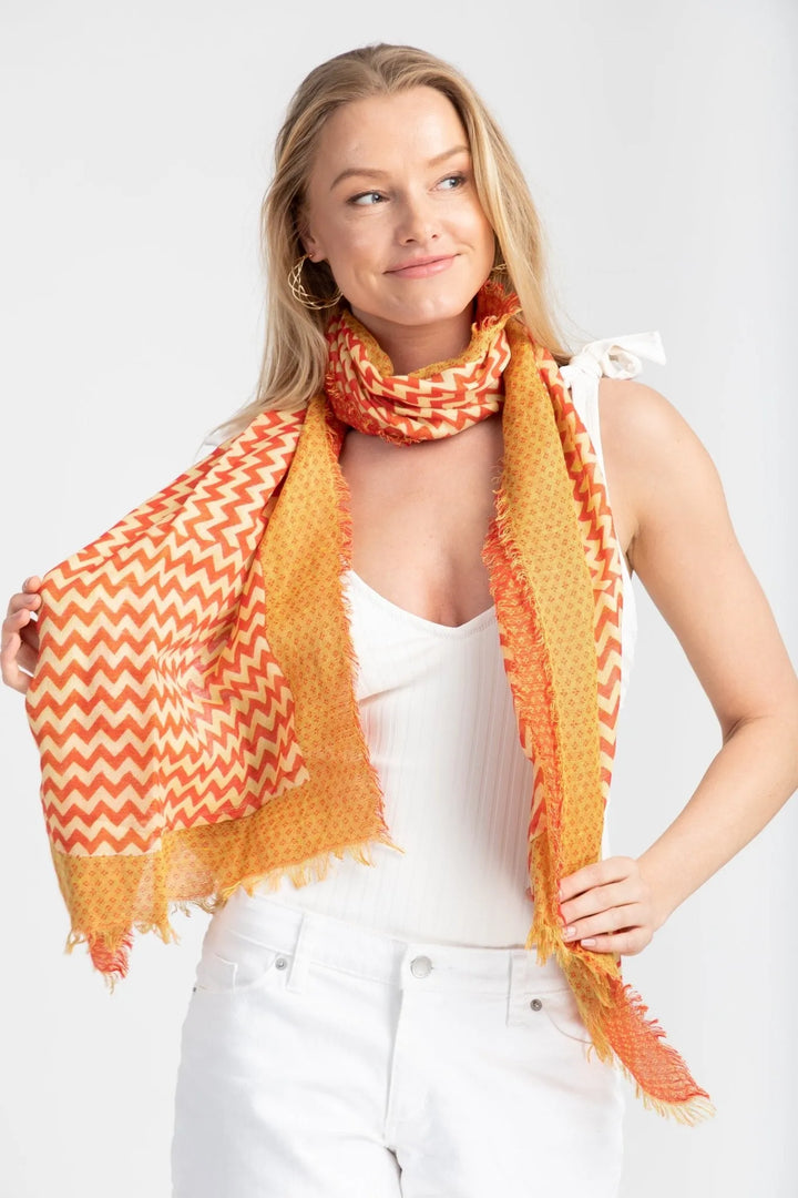 Mabel Chevron Scarf Orange