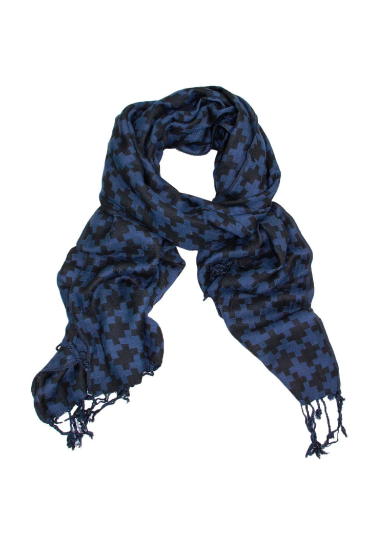 Houndstooth Print Scarf Corn Flower Blue