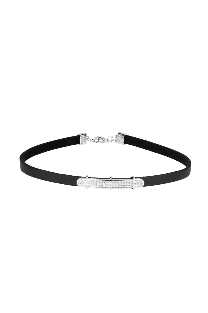 Crystal Leather Choker Black