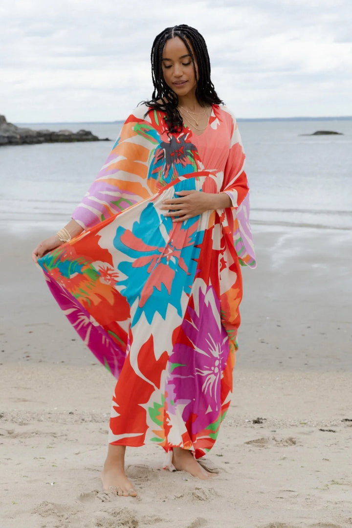 Multicolor Floral Kaftan Maxi Dark Multi