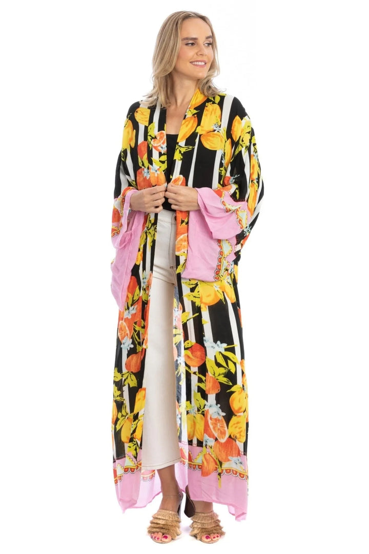 Citrus Motif Kimono - SAACHI - Light Pink - Kimono