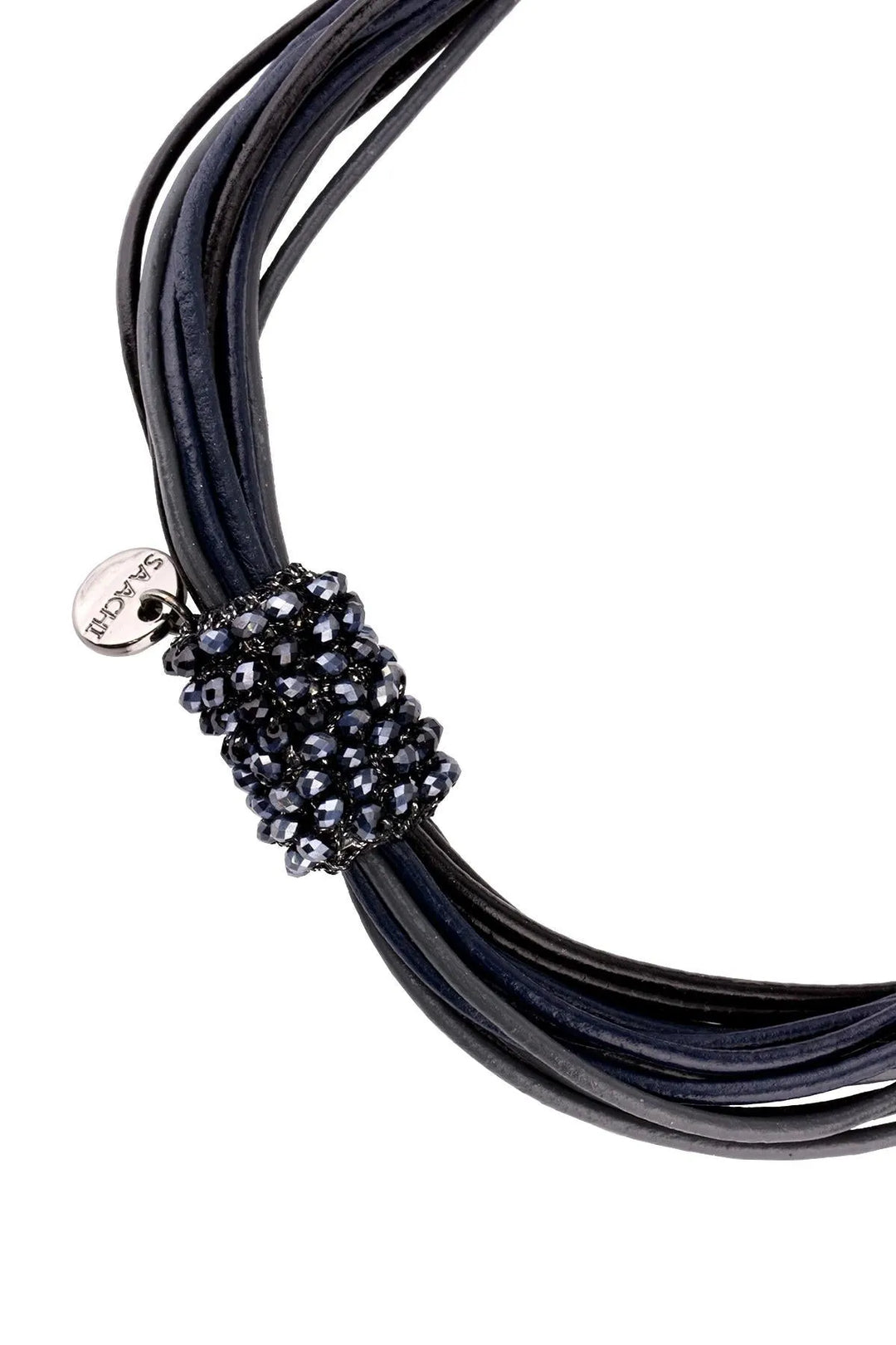 Vintage Multi Strand Din Choker Necklace Black