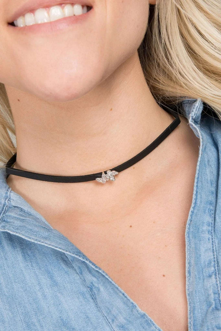 Butterfly Leather Choker Black