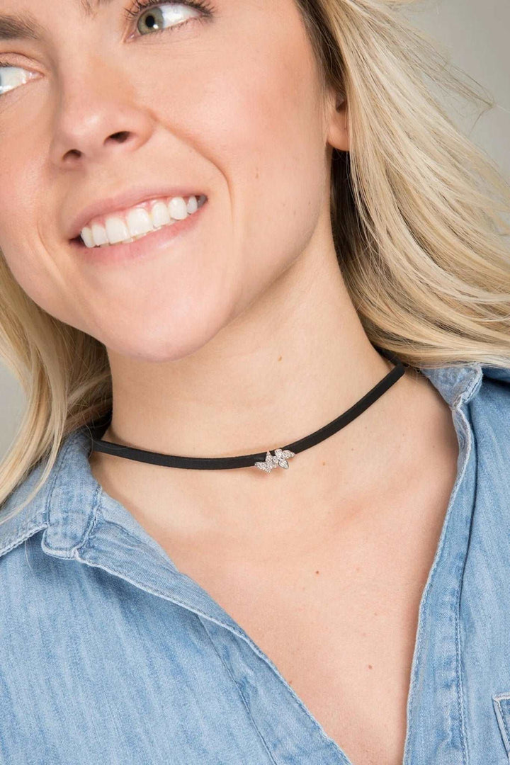 Butterfly Leather Choker Black